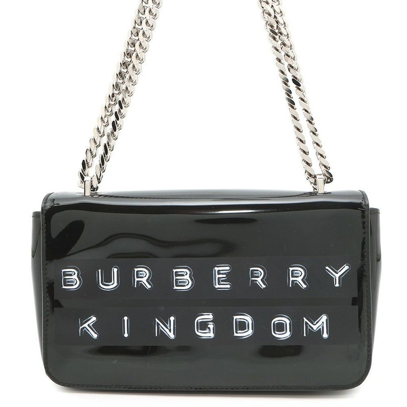 バーバリー チェーンショルダーバッグ プリント パテント BURBERRY 黒