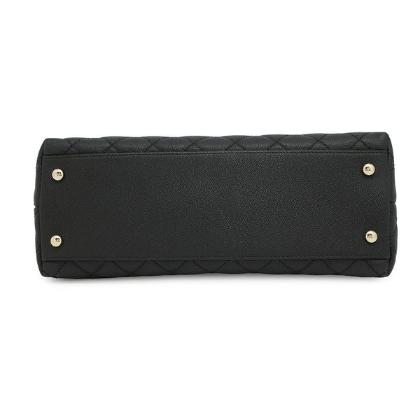 シャネル ハンドバッグ マトラッセ ココマーク ハンドル フラップ キャビアスキン リザード A92991 2way 黒