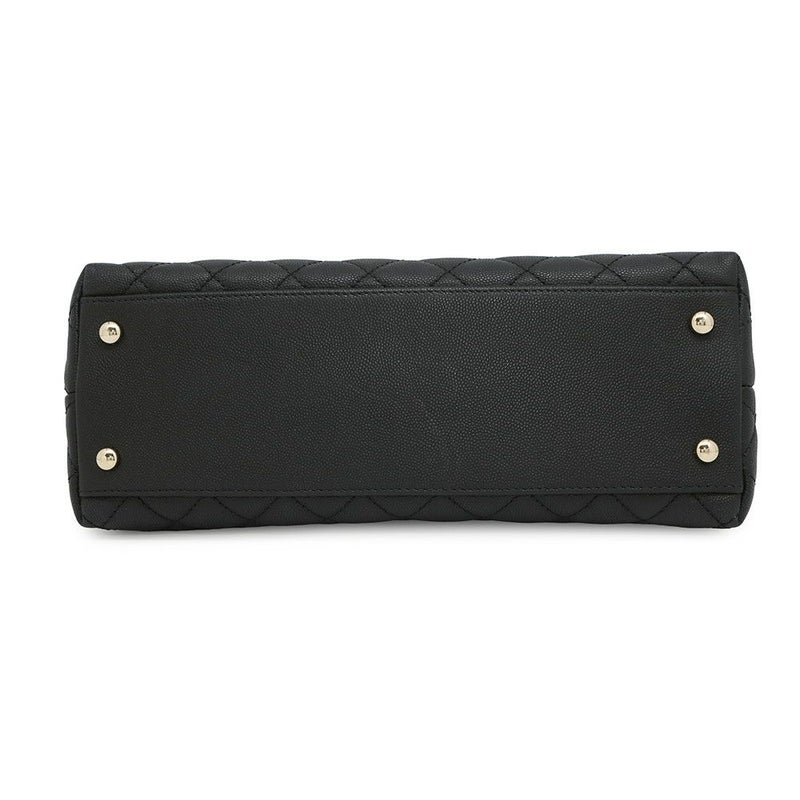 シャネル ハンドバッグ マトラッセ ココマーク ハンドル フラップ キャビアスキン リザード A92991 2way 黒