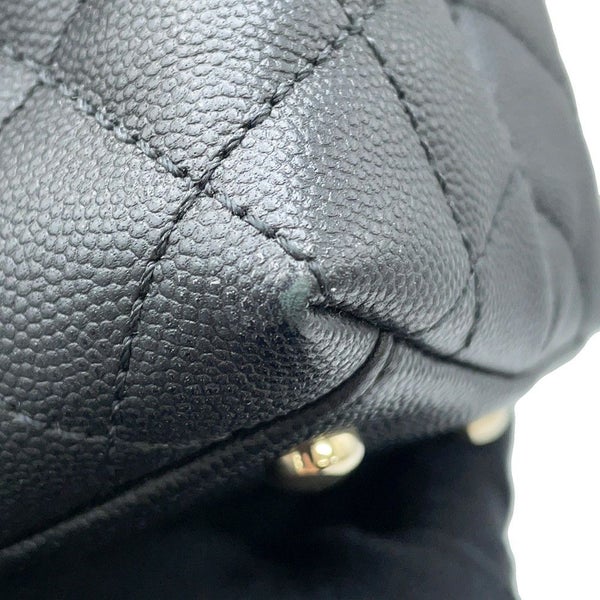 シャネル ハンドバッグ マトラッセ ココマーク ハンドル フラップ キャビアスキン リザード A92991 2way 黒