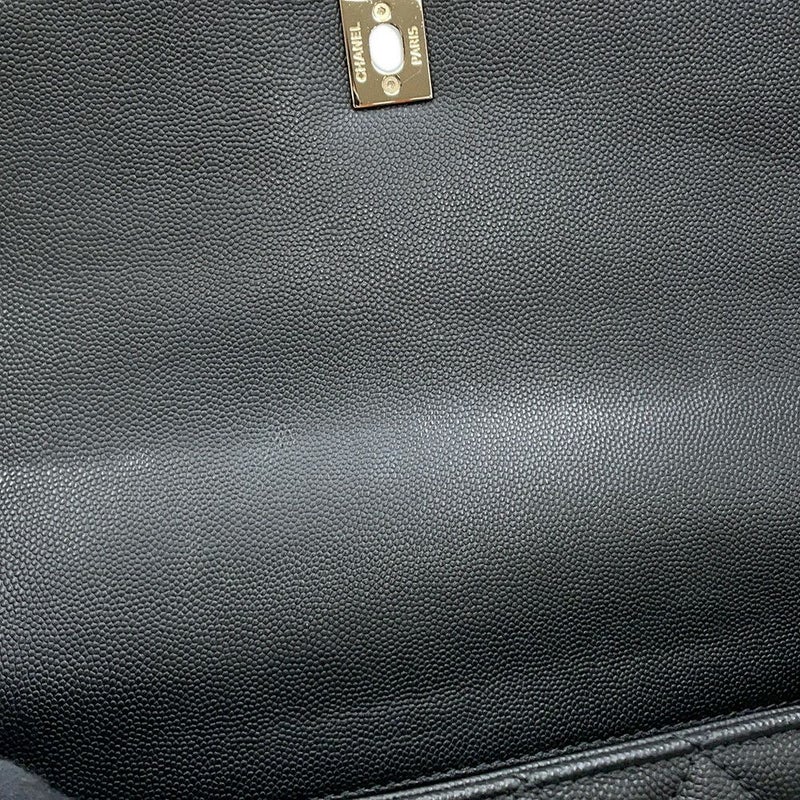 シャネル ハンドバッグ マトラッセ ココマーク ハンドル フラップ キャビアスキン リザード A92991 2way 黒