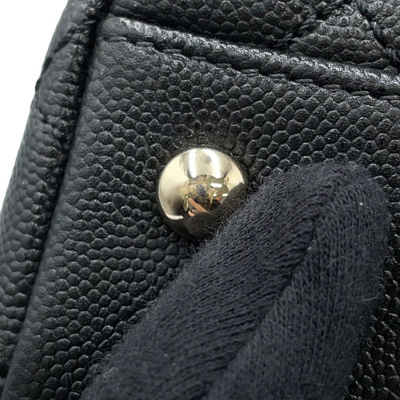 シャネル ハンドバッグ マトラッセ ココマーク ハンドル フラップ キャビアスキン リザード A92991 2way 黒