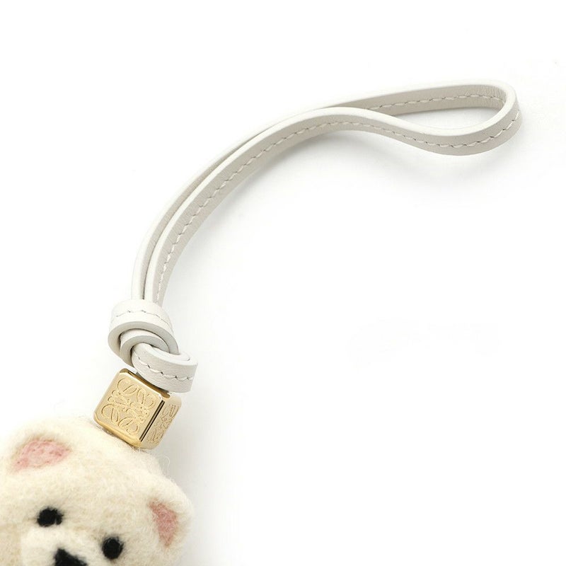 ロエベ バッグチャーム アナグラム チャウチャウ フェルト カーフレザー C621232XCS LOEWE キーホルダー 白 犬