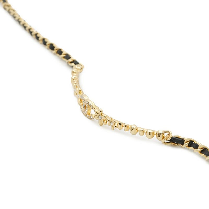 シャネル ネックレス ココマーク フラワー チョーカー ラインストーン ラムスキン I23A ABB327 CHANEL アクセサリー