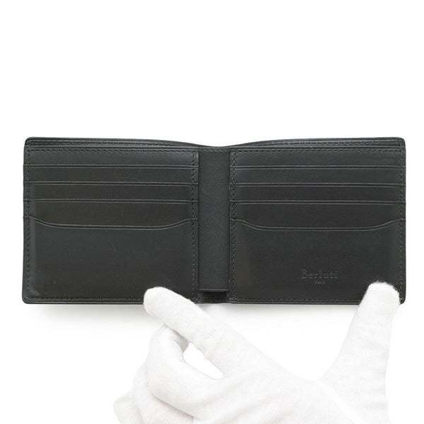 ベルルッティ 二つ折り財布 カリグラフィ レザー Berluti メンズ 黒