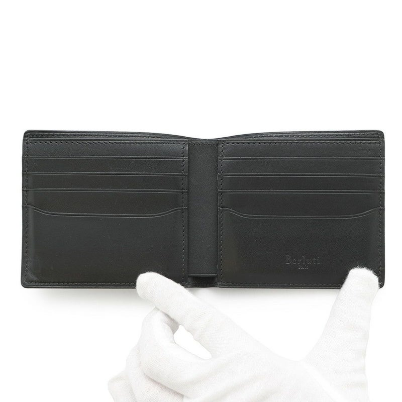 ベルルッティ 二つ折り財布 カリグラフィ レザー Berluti メンズ 黒