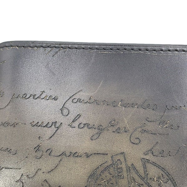 ベルルッティ 二つ折り財布 カリグラフィ レザー Berluti メンズ 黒