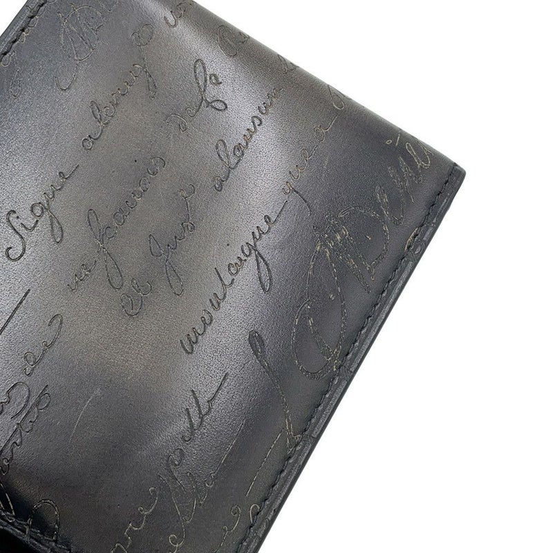 ベルルッティ 二つ折り財布 カリグラフィ レザー Berluti メンズ 黒