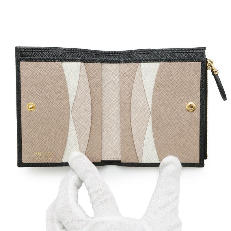 プラダ 二つ折り財布 サフィアーノマルチカラー 1ML050 PRADA 黒