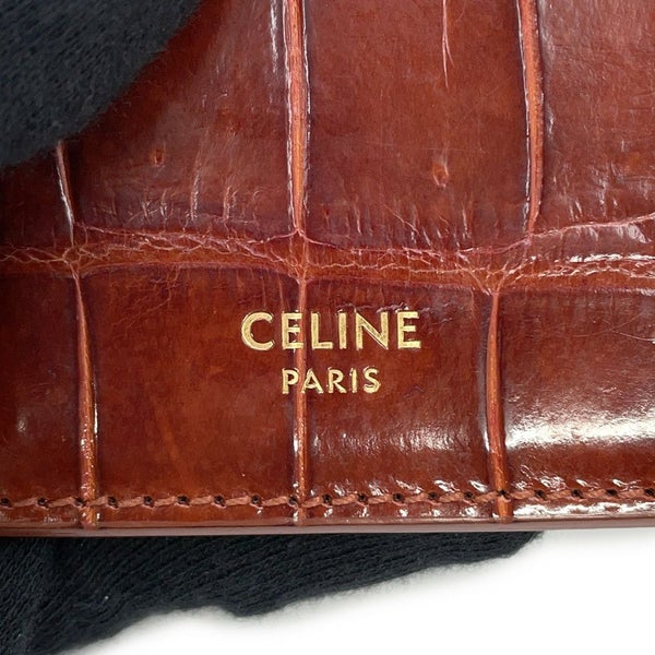セリーヌ カードケース コンパクト ジップドカードホルダー クロコダイル 10B684 CELINE コインケース フラグメントケース