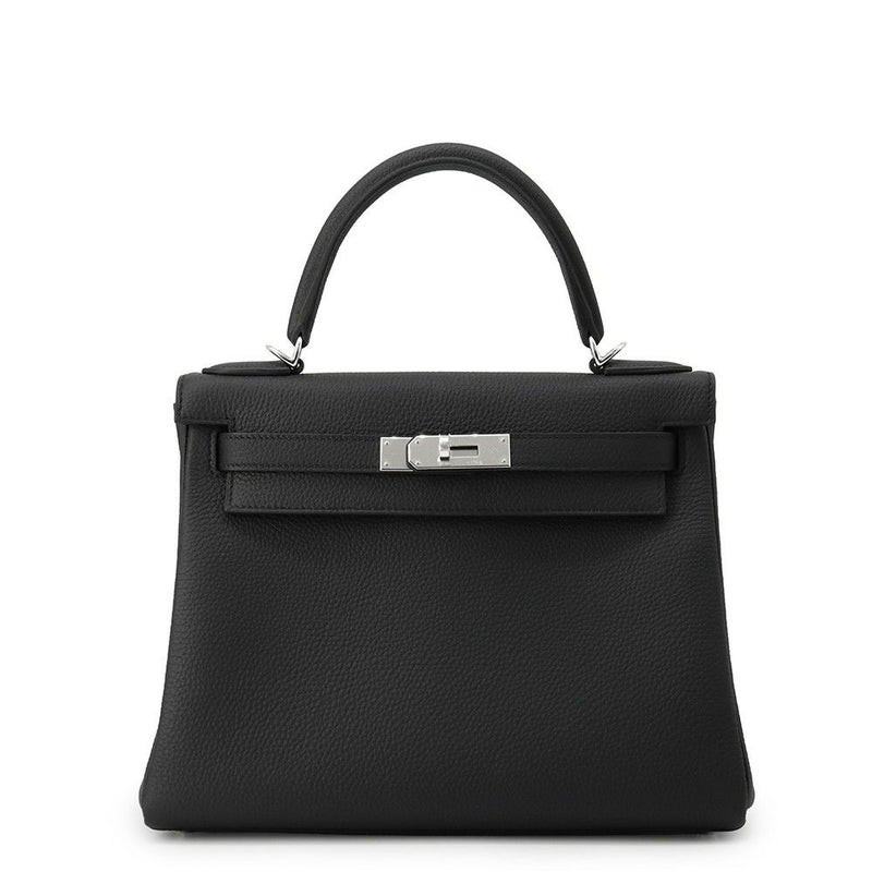 エルメス ハンドバッグ ケリー28 内縫い ブラック/シルバー金具 トゴ K刻印 2wayショルダー 黒