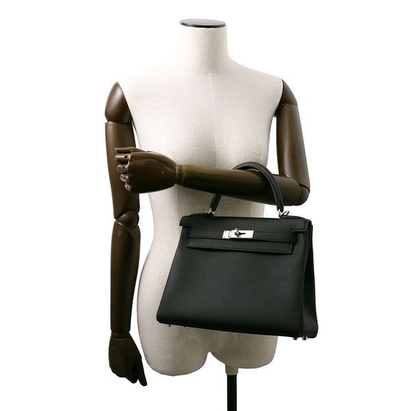 エルメス ハンドバッグ ケリー28 内縫い ブラック/シルバー金具 トゴ K刻印 2wayショルダー 黒