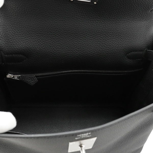 エルメス ハンドバッグ ケリー28 内縫い ブラック/シルバー金具 トゴ K刻印 2wayショルダー 黒