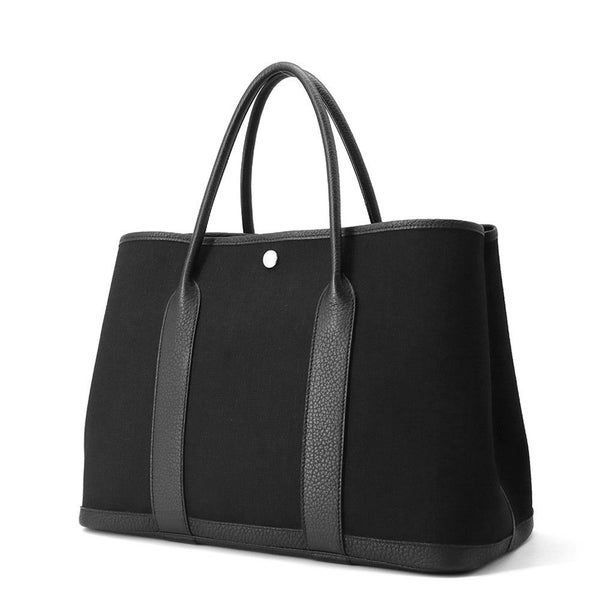 エルメス トートバッグ ガーデンパーティPM ブラック/シルバー金具 トワルミリタリー/ネゴンダ U刻印 HERMES 黒