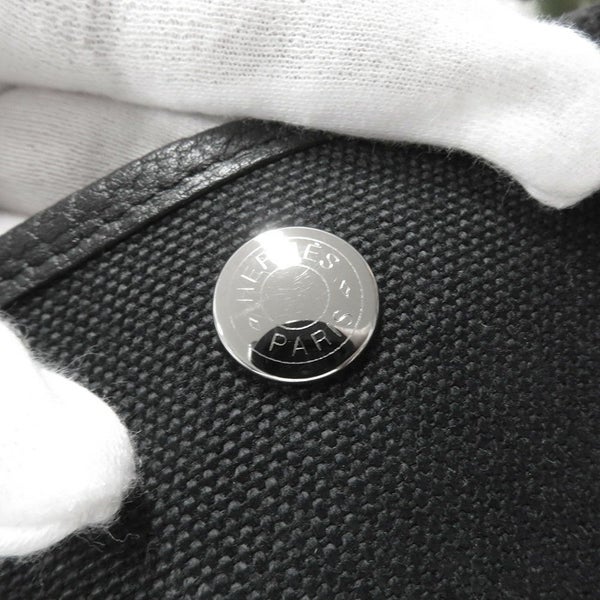 エルメス トートバッグ ガーデンパーティPM ブラック/シルバー金具 トワルミリタリー/ネゴンダ U刻印 HERMES 黒