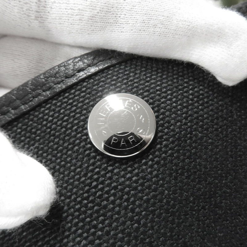 エルメス トートバッグ ガーデンパーティPM ブラック/シルバー金具 トワルミリタリー/ネゴンダ U刻印 HERMES 黒