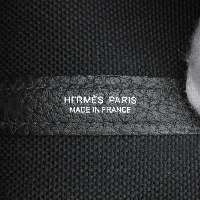 エルメス トートバッグ ガーデンパーティPM ブラック/シルバー金具 トワルミリタリー/ネゴンダ U刻印 HERMES 黒