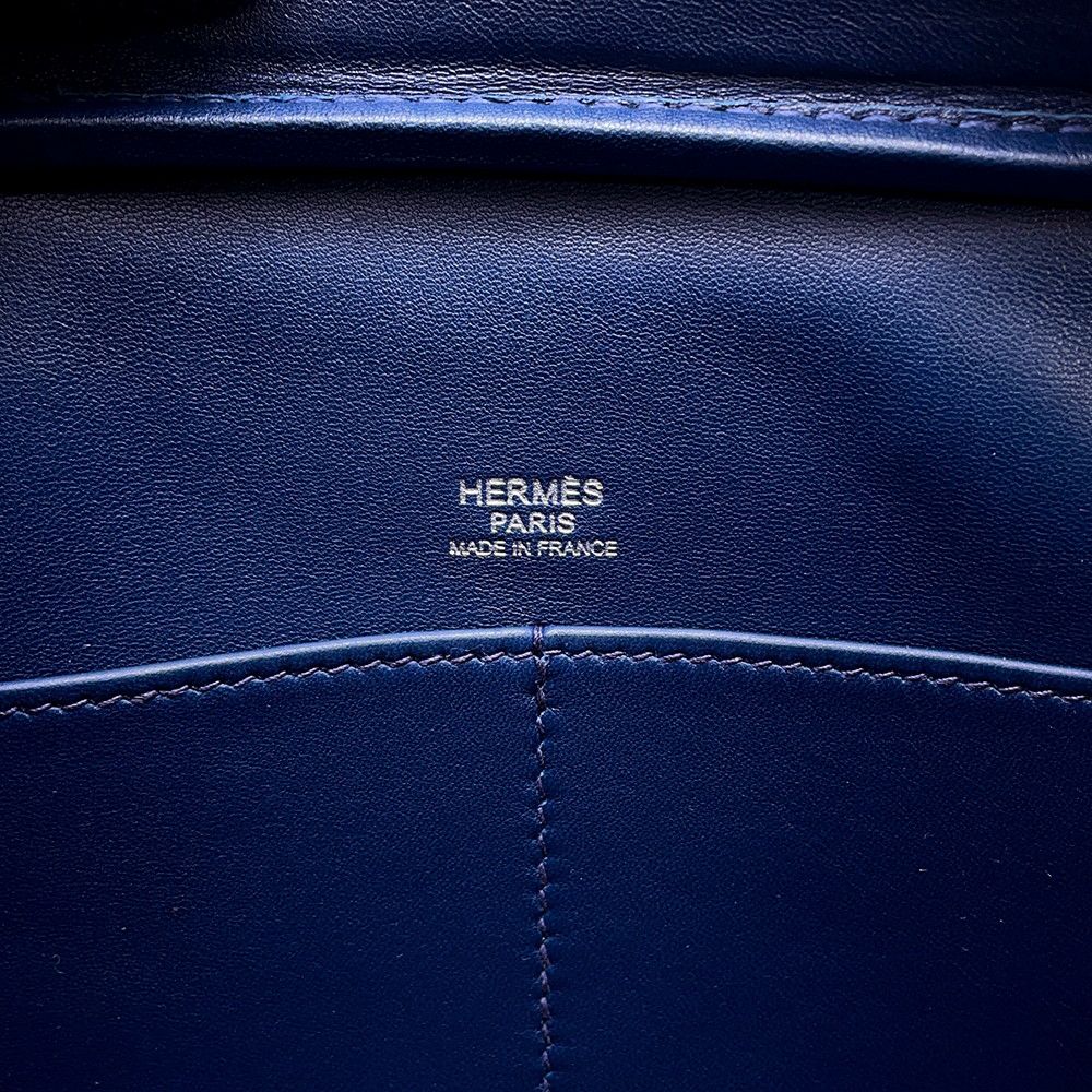 エルメス ハンドバッグ プリュム エラン28 ネイビー/シルバー金具