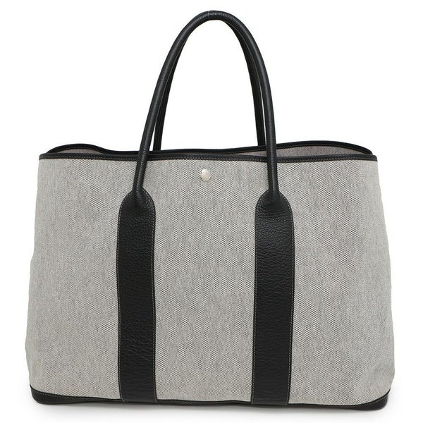 エルメス トートバッグ ガーデンパーティGM グレー/ブラック/シルバー金具 トワルアッシュ/ブッフル □H刻印 黒