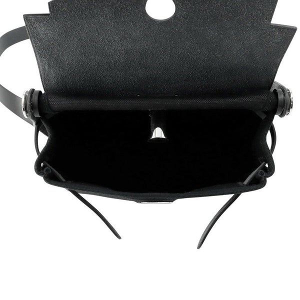 エルメス ショルダーバッグ エールバッグジップ ミニ ブラック/シルバー金具 トワルアッシュヴァイキング/ヴァッシュハンター W刻印 黒