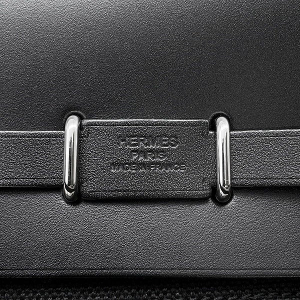 エルメス ショルダーバッグ エールバッグジップ ミニ ブラック/シルバー金具 トワルアッシュヴァイキング/ヴァッシュハンター W刻印 黒