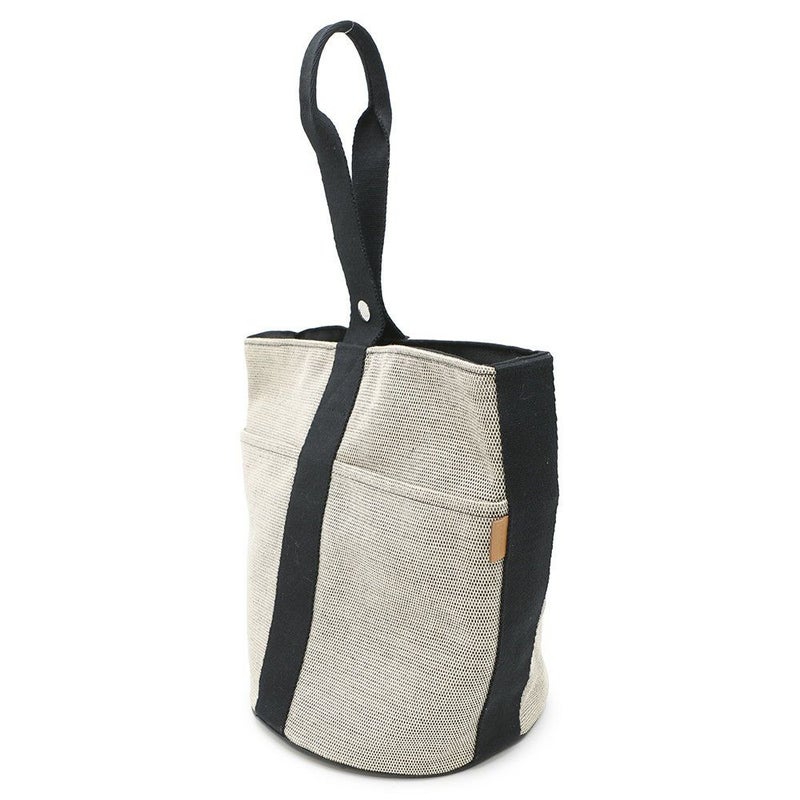 エルメス ハンドバッグ サクソー MM ベージュ/ブラック/シルバー金具 トワルアッシュ/キャンバス