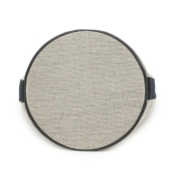 エルメス ハンドバッグ サクソー MM ベージュ/ブラック/シルバー金具 トワルアッシュ/キャンバス