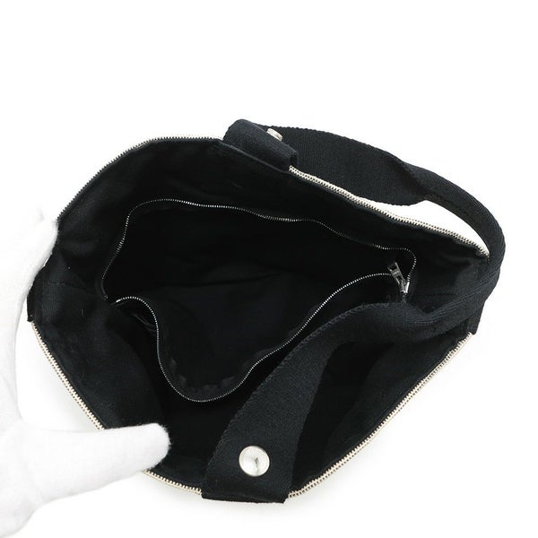 エルメス ハンドバッグ サクソー MM ベージュ/ブラック/シルバー金具 トワルアッシュ/キャンバス