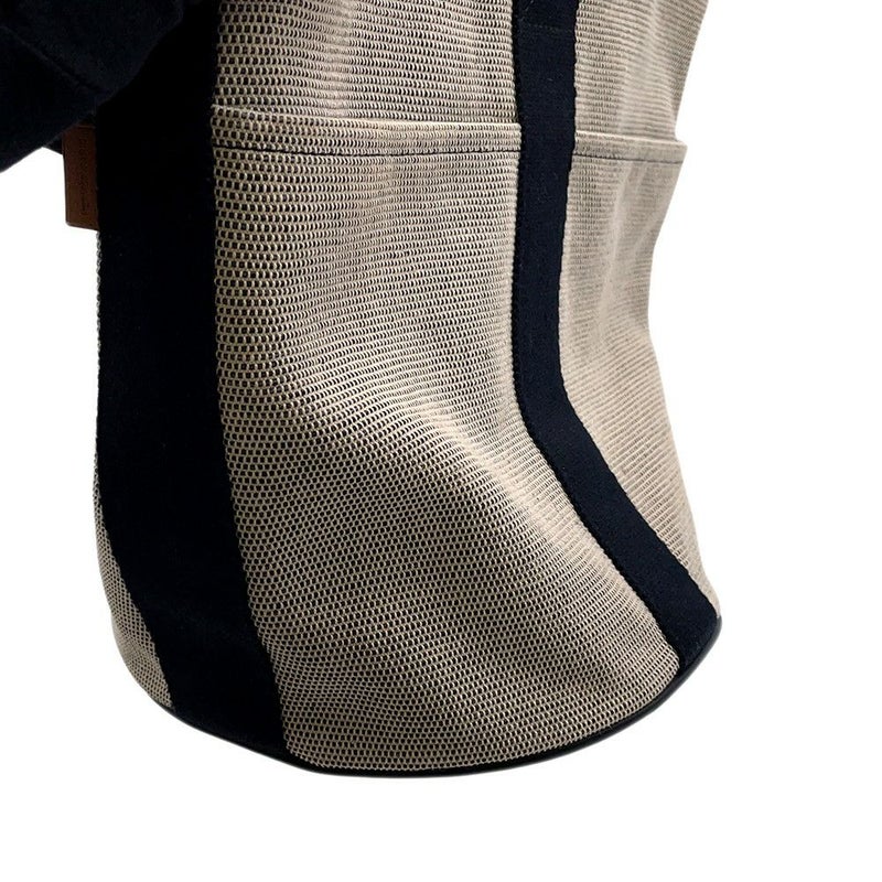 エルメス ハンドバッグ サクソー MM ベージュ/ブラック/シルバー金具 トワルアッシュ/キャンバス