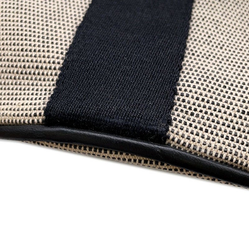 エルメス ハンドバッグ サクソー MM ベージュ/ブラック/シルバー金具 トワルアッシュ/キャンバス