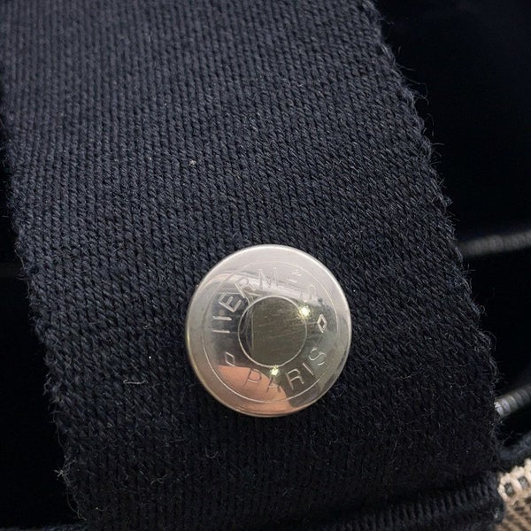 エルメス ハンドバッグ サクソー MM ベージュ/ブラック/シルバー金具 トワルアッシュ/キャンバス