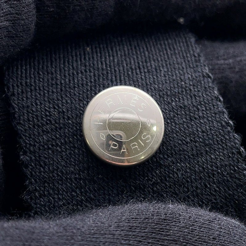 エルメス ハンドバッグ サクソー MM ベージュ/ブラック/シルバー金具 トワルアッシュ/キャンバス