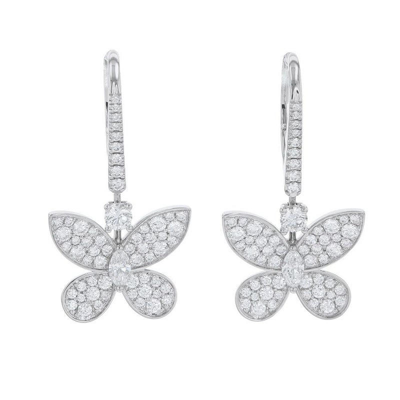グラフ ピアス パヴェ バタフライ ミニ ダイヤモンド ドロップ イヤリング ダイヤ 計約1.43ct K18WGホワイトゴールド RGE1167