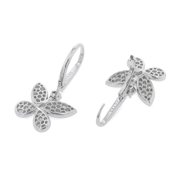 グラフ ピアス パヴェ バタフライ ミニ ダイヤモンド ドロップ イヤリング ダイヤ 計約1.43ct K18WGホワイトゴールド RGE1167