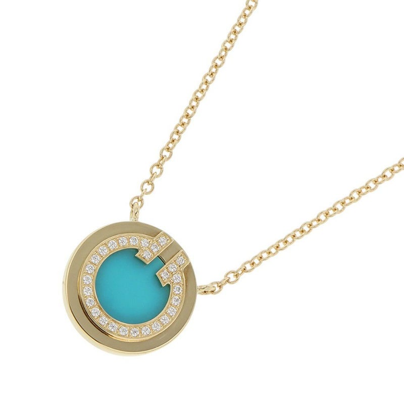 ティファニー ネックレス T ダイヤモンド＆ターコイズ サークル ペンダント K18YGイエローゴールド Tiffany&Co.