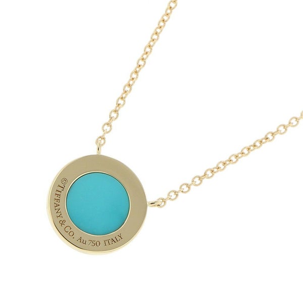 ティファニー ネックレス T ダイヤモンド＆ターコイズ サークル ペンダント K18YGイエローゴールド Tiffany&Co.
