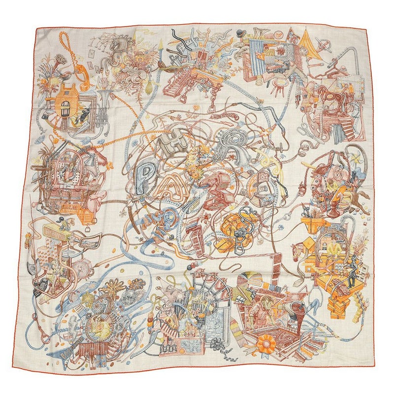 エルメス ストール カレ140 カレジェアン エルメスの世界 LE MONDE D'HERMES カシミヤ シルク 2025秋冬