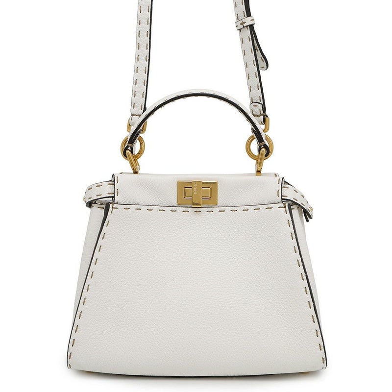 フェンディ ハンドバッグ ミニ ピーカブー セレリア レザー 8BN244 FENDI バッグ ショルダーバッグ 白