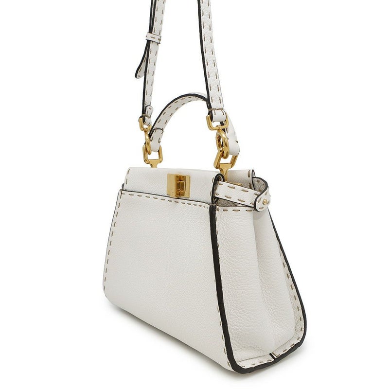 フェンディ ハンドバッグ ミニ ピーカブー セレリア レザー 8BN244 FENDI バッグ ショルダーバッグ 白