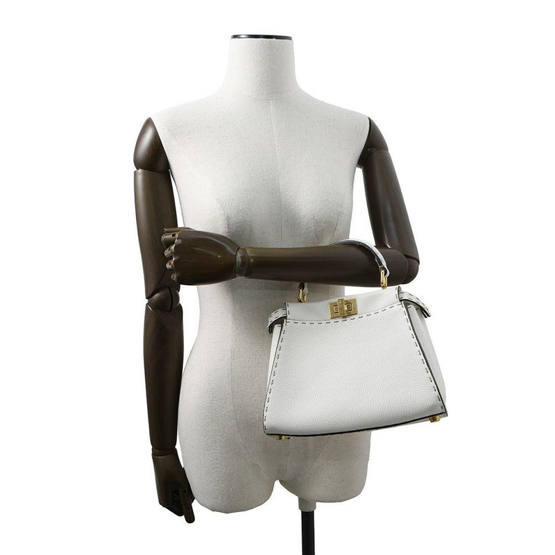 フェンディ ハンドバッグ ミニ ピーカブー セレリア レザー 8BN244 FENDI バッグ ショルダーバッグ 白