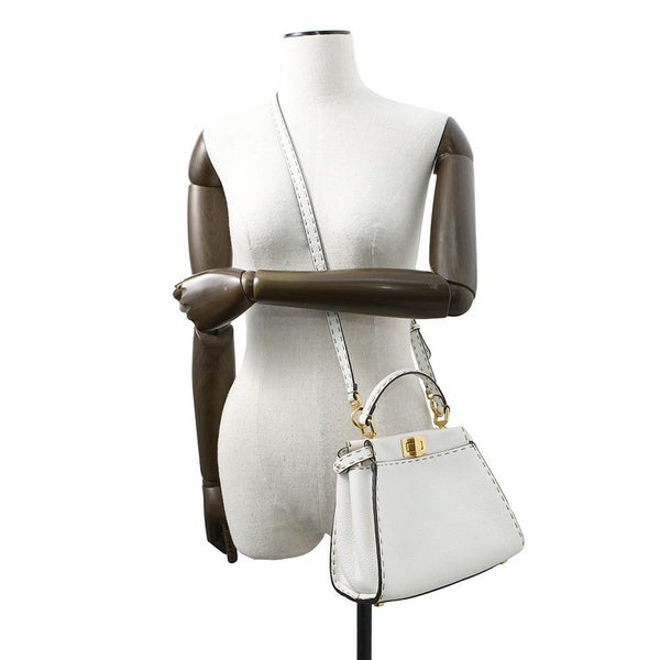 フェンディ ハンドバッグ ミニ ピーカブー セレリア レザー 8BN244 FENDI バッグ ショルダーバッグ 白