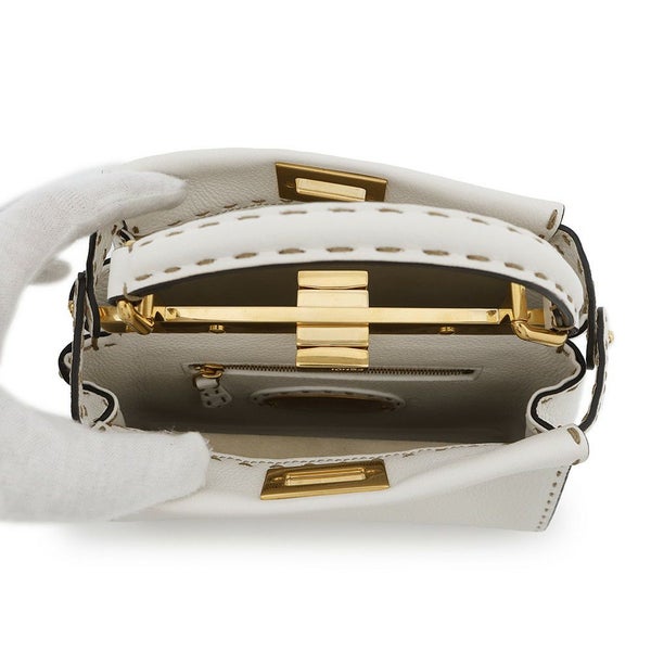 フェンディ ハンドバッグ ミニ ピーカブー セレリア レザー 8BN244 FENDI バッグ ショルダーバッグ 白