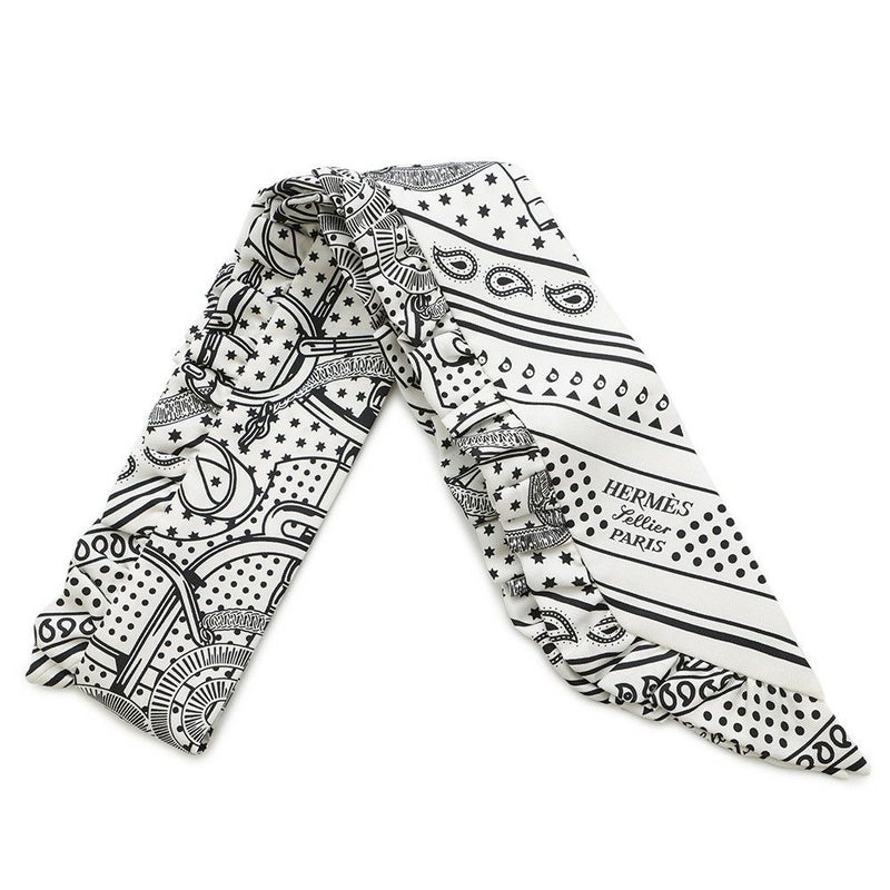 エルメス スカーフ ツイリー フリル エプロン・ドール・バンダナ Eperon d'Or Bandana 2024年春夏 白 黒