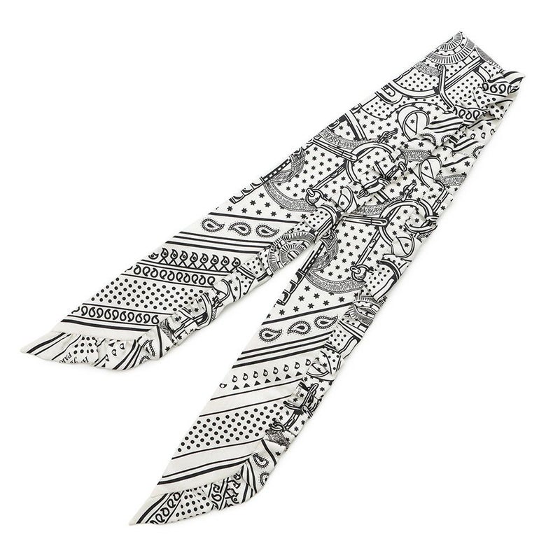エルメス スカーフ ツイリー フリル エプロン・ドール・バンダナ Eperon d'Or Bandana 2024年春夏 白 黒
