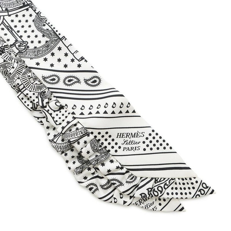 エルメス スカーフ ツイリー フリル エプロン・ドール・バンダナ Eperon d'Or Bandana 2024年春夏 白 黒