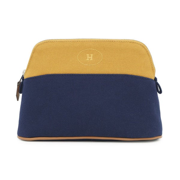 エルメス ポーチ ボリードポーチ ミニ  イエロー/ネイビー/シルバー金具 HERMES 小物入れ