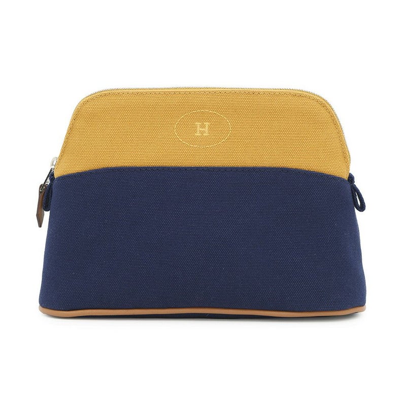 エルメス ポーチ ボリードポーチ ミニ  イエロー/ネイビー/シルバー金具 HERMES 小物入れ