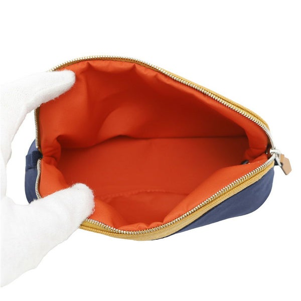 エルメス ポーチ ボリードポーチ ミニ  イエロー/ネイビー/シルバー金具 HERMES 小物入れ