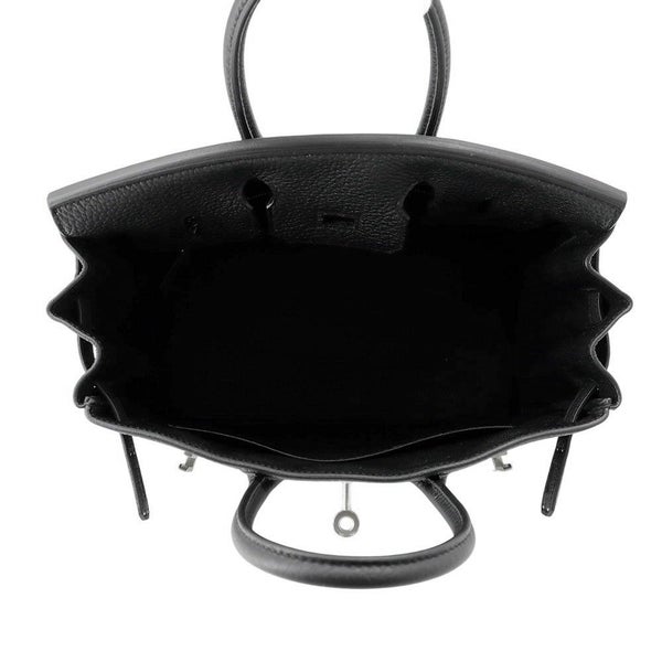 エルメス バーキン25 ブラック/マットシルバー金具 トゴ K刻印 HERMES Birkin ハンドバッグ 黒