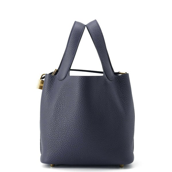 エルメス ハンドバッグ ピコタンロックPM ブルーニュイ/ゴールド金具 トリヨンクレマンス K刻印